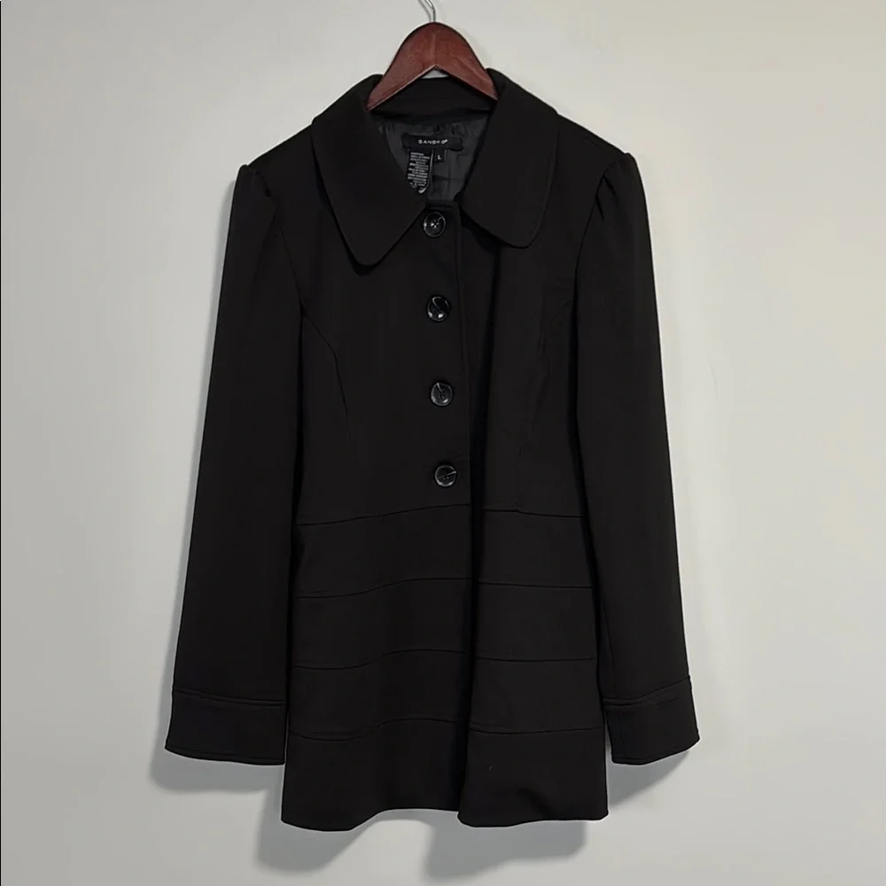 Sandro Lightweight Jacket Button Front Size Large Black - Picture 4 of 11